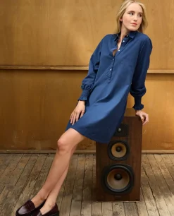 Acanthe Robe évasée velours Indigo Discount