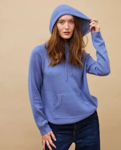 Acanthe Sweat capuche bleu lavande100% cachemire bleulavande Outlet