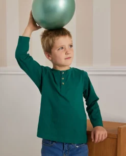 Acanthe Tee shirt boutonné Vert Flash Sale