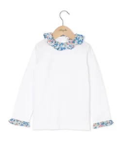 Acanthe T-shirt à volants en tissu Liberty Betsy blanc/LibertyBetsy Cheap